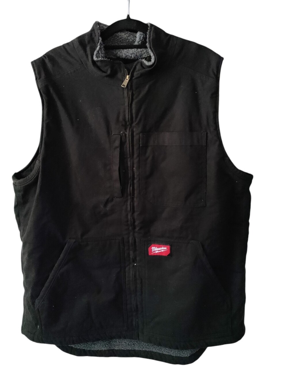 Milwaukee Gridiron Zip Heavyweight Canvas Utility Vest Sherpa Lined